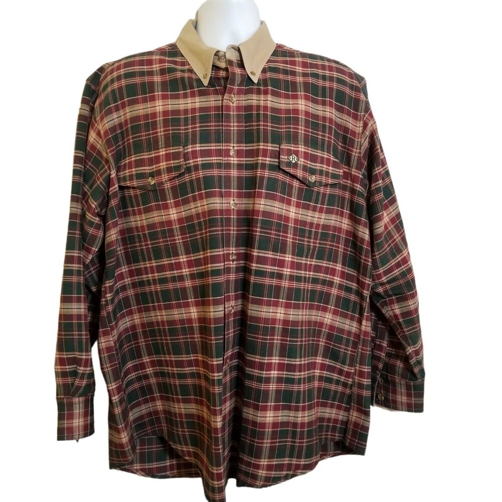 Roper Shirt Mens XL Cotton Plaid Button Down Long Sleeve Western Cowboy Casual